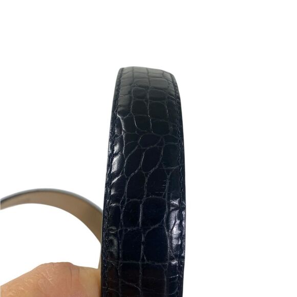 Brighton Black Leather Belt with Silver Accents croc embossed - Picture 4 of 4